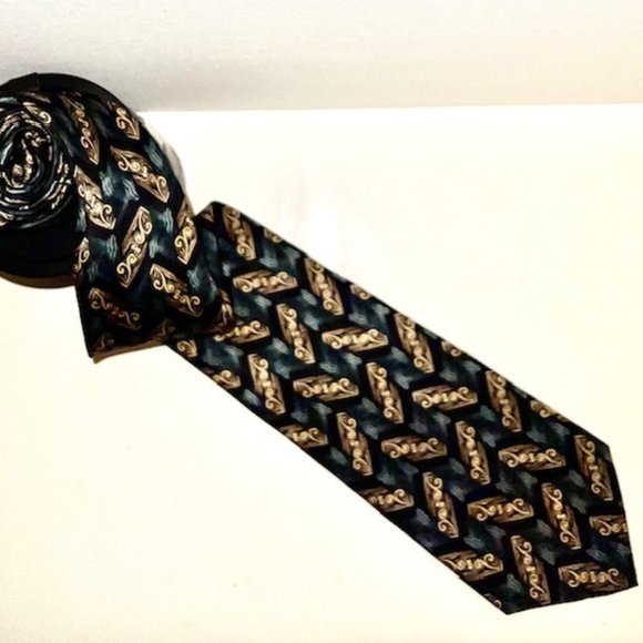 PIERRE CARDIN VINTAGE 90's NECKTIE NICE COLORS ART DECO DESIGN STYLE CLASSIC - Picture 1 of 3